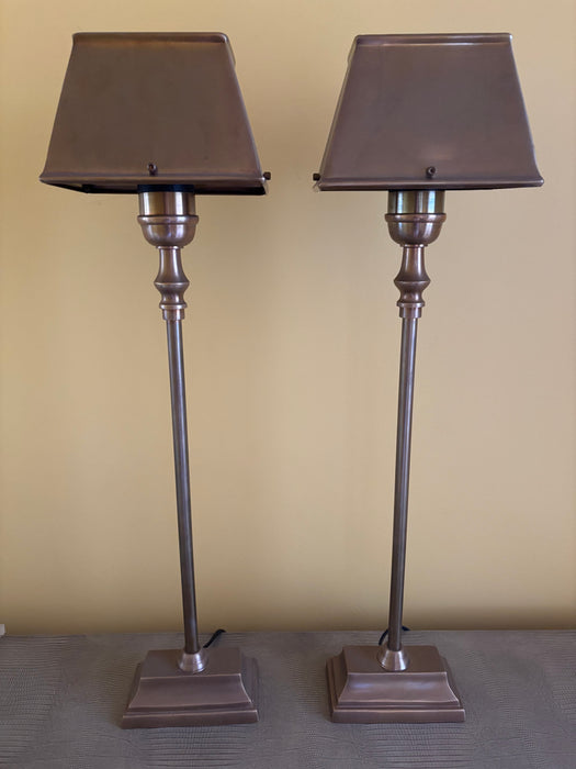 Pair of Antique Brass Library Lamps
