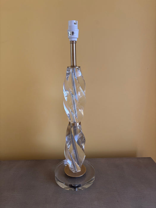 Crystal and Antique Brass Spiral Twist Lamp Base