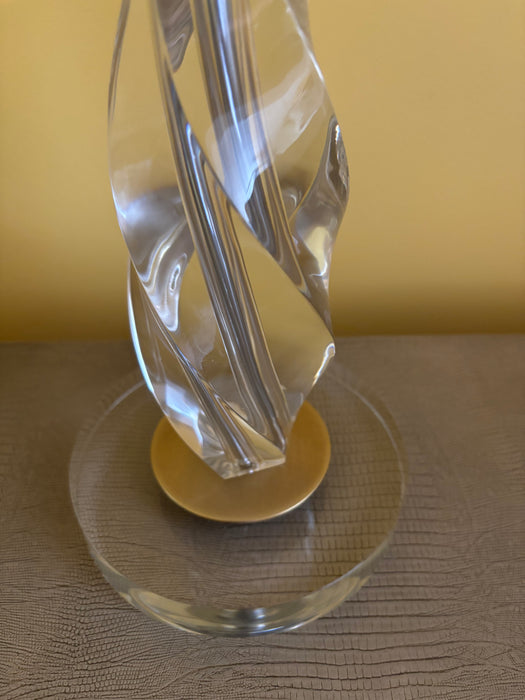 Crystal and Antique Brass Spiral Twist Lamp Base