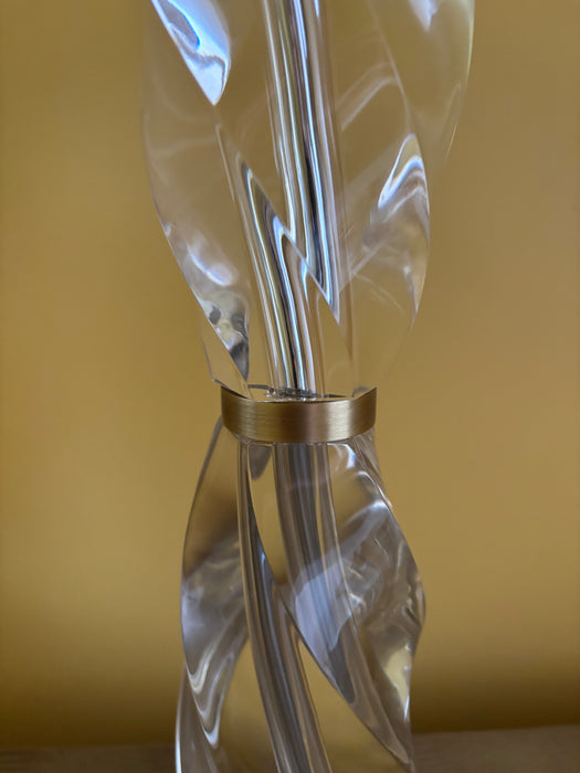 Crystal and Antique Brass Spiral Twist Lamp Base