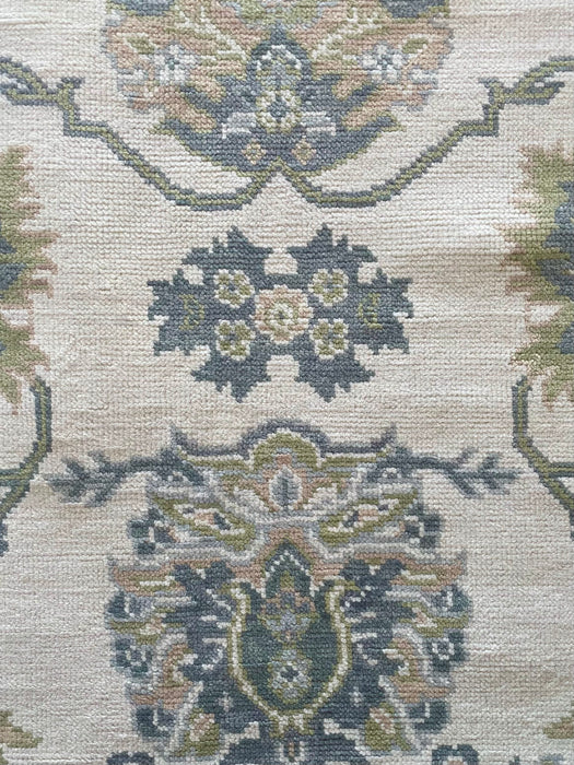 Kaya Hand-Knotted Indian Oushak Wool Rug - Ivory, Dove, Basil and Almond