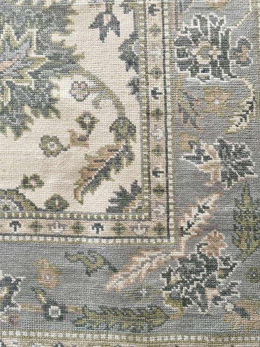 Kaya Hand-Knotted Indian Oushak Wool Rug - Ivory, Dove, Basil and Almond