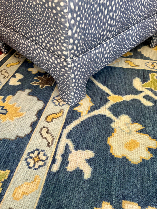 Aylin Hand-Knotted Indian Oushak Wool Rug - Indigo, Sapphire, Saffron, Basil and Slate