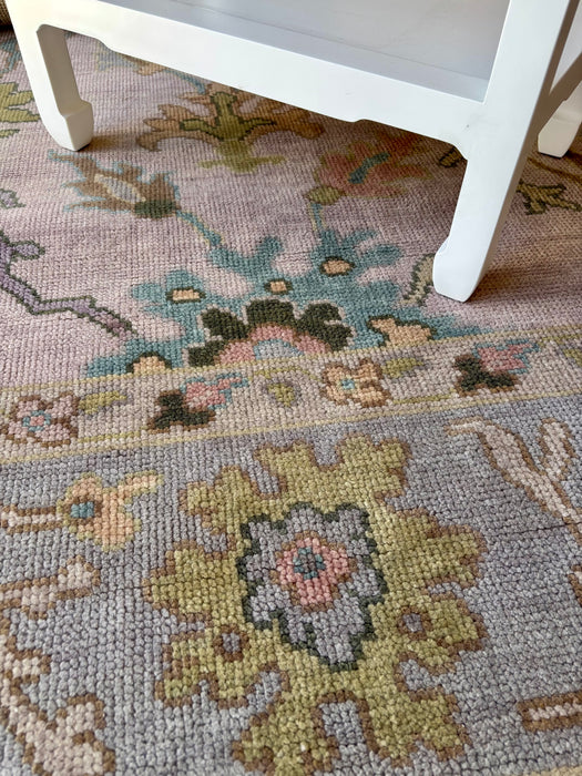 Levanta Hand-Knotted Oushak Indian Wool Rug -  Lilac, Aquamarine, Blossom and Pear