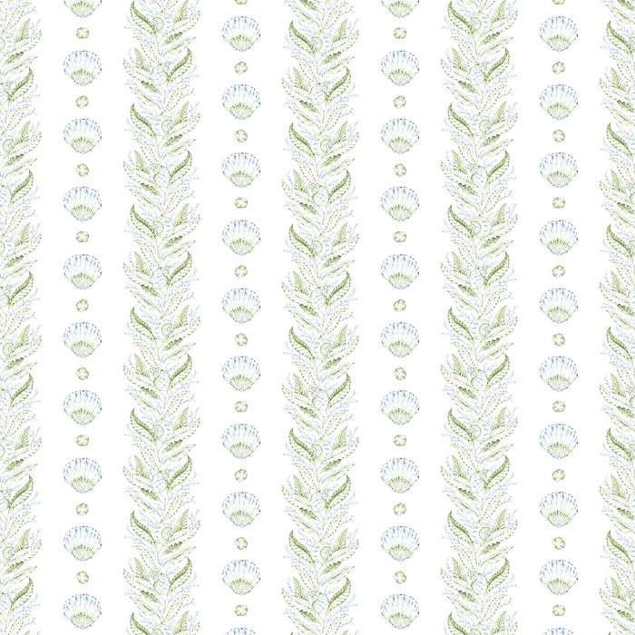 Atlantis Stripe Basil/Sapphire Wallpaper