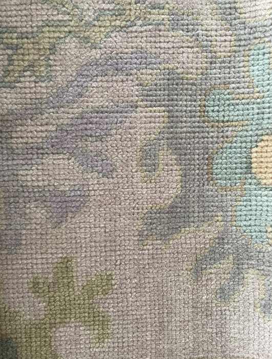 Levanta Hand-Knotted Oushak Indian Wool Rug -  Lilac, Aquamarine, Blossom and Pear