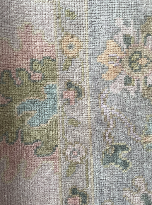 Levanta Hand-Knotted Oushak Indian Wool Rug -  Lilac, Aquamarine, Blossom and Pear