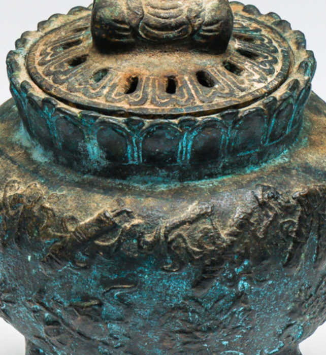 Vintage Chinese Brass Turquoise Censor