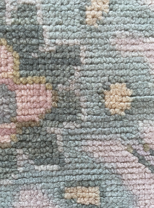 Levanta Hand-Knotted Oushak Indian Wool Rug -  Lilac, Aquamarine, Blossom and Pear