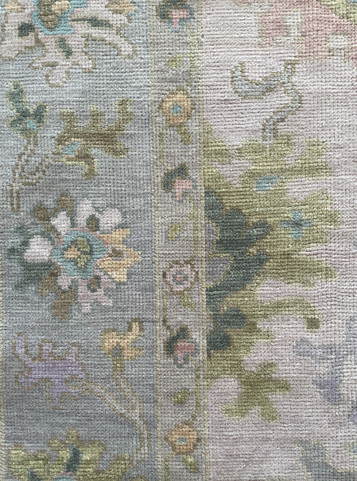 Levanta Hand-Knotted Oushak Indian Wool Rug -  Lilac, Aquamarine, Blossom and Pear