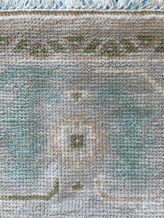 Arda Hand-Knotted Indian Oushak Wool Rug - Ivory, Aquamarine, Dove and Basil