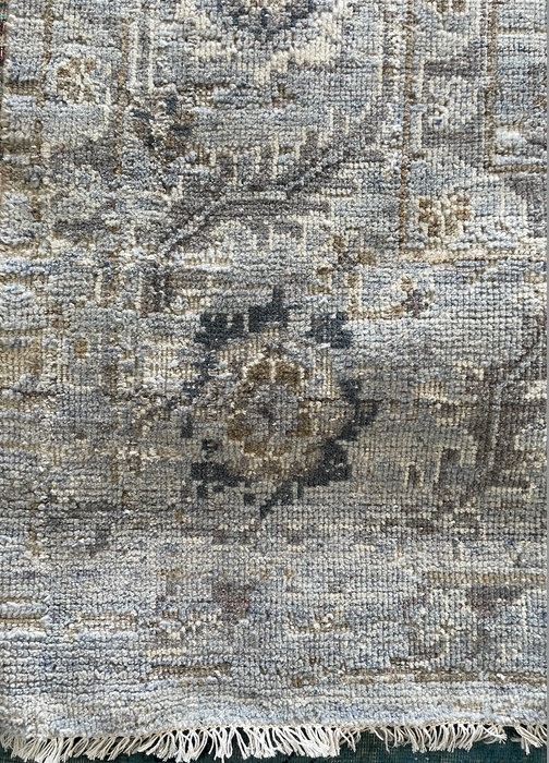 Arnav Vintage Inspired Super-Fine Indian Wool Rug - Sapphire and Indigo Blue, Ivory and Olive