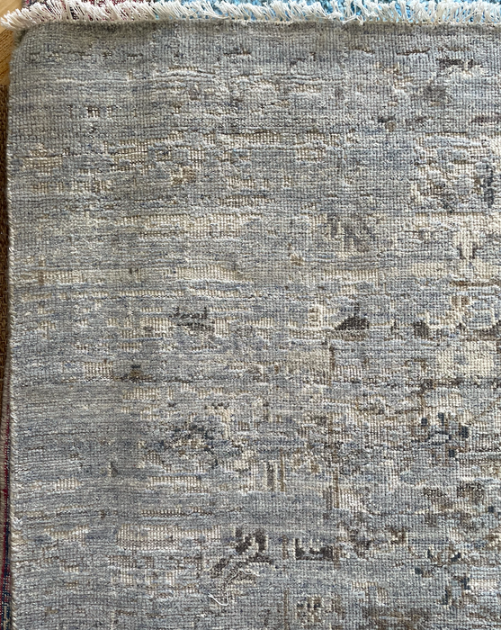 Arnav Vintage Inspired Super-Fine Indian Wool Rug - Sapphire and Indigo Blue, Ivory and Olive
