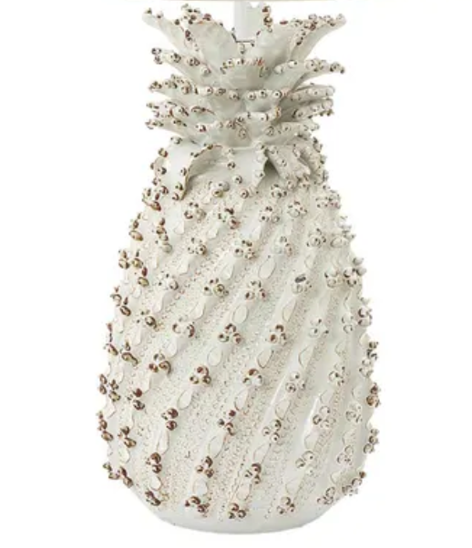Aruba White Hand-Painted Ceramic Pineapple Lamp Base