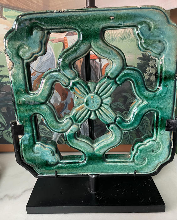 Vintage Chinese Balcony Tile Lamp Base