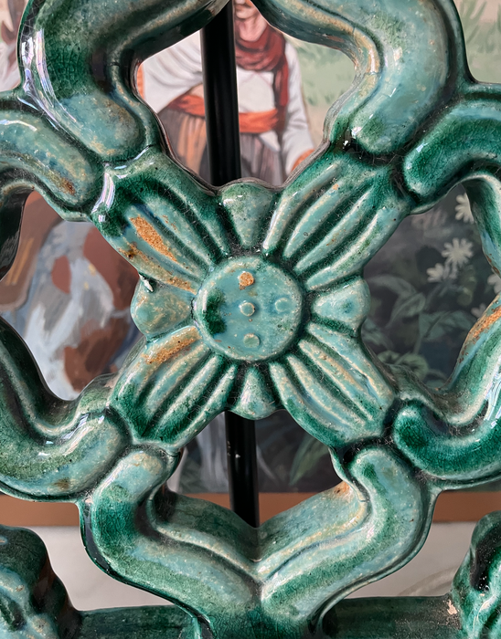 Vintage Chinese Balcony Tile Lamp Base