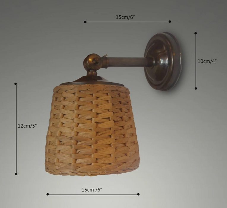 Martinique Bronze Wall Sconce with Raffia Shade