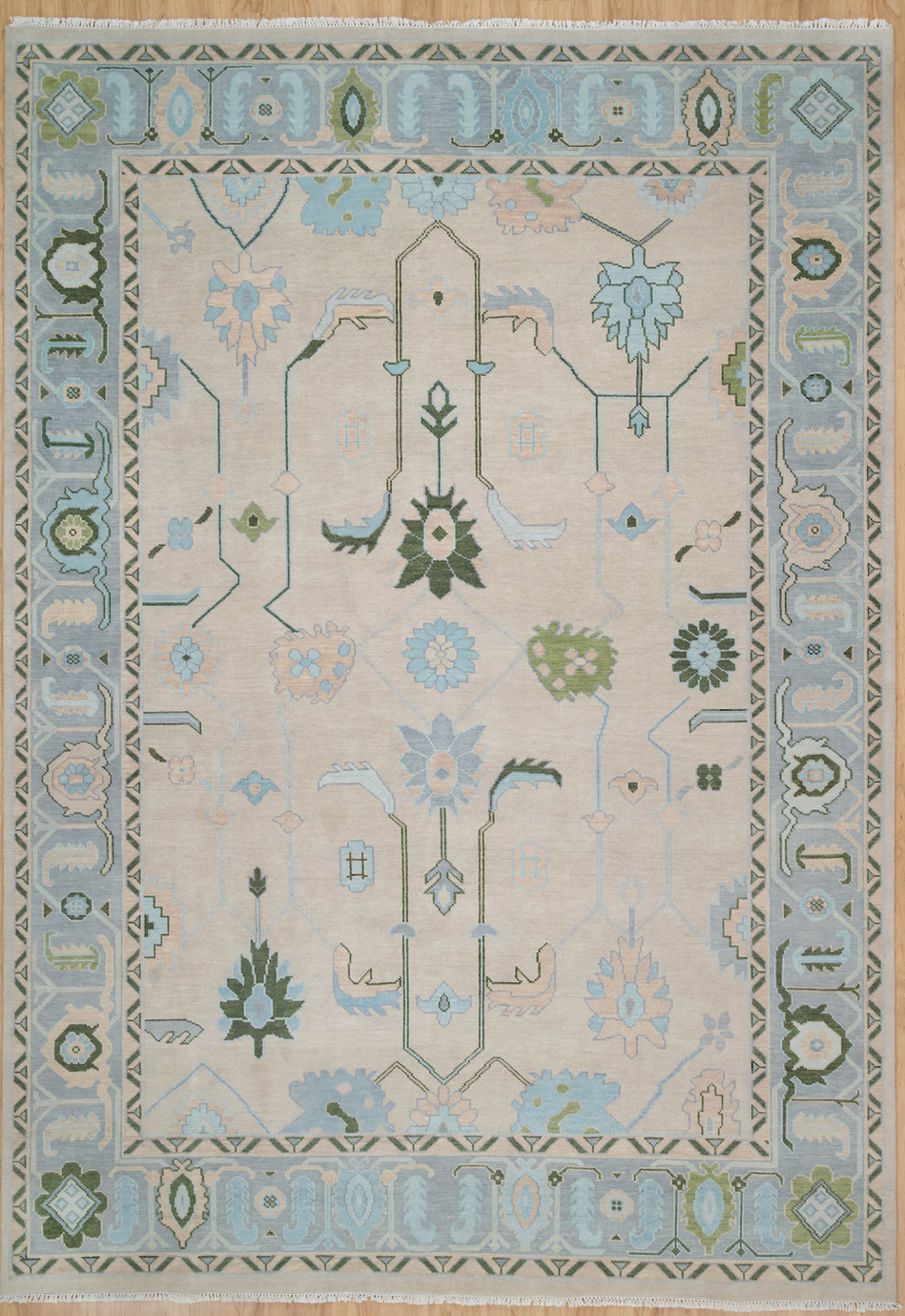 Dilara Hand-Knotted Indian Oushak Wool Rug - Blossom, Sapphire, Junipe ...