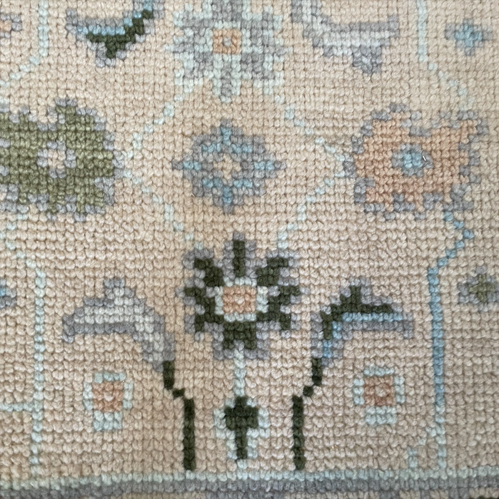 Dilara Hand-Knotted Indian Oushak Wool Rug - Blossom, Sapphire and Basil