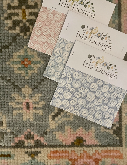 Dilek Hand-Knotted Indian Oushak Wool Rug - Sapphire, Blossom, Aquamarine and Charcoal