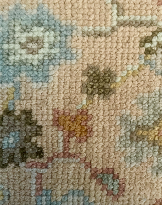 Nasrin Hand-Knotted Indian Oushak Wool Rug - Blossom, Aqumarine and Teak