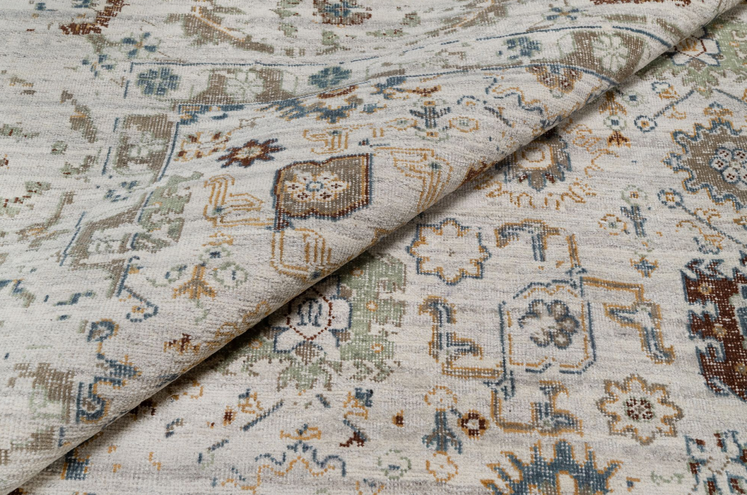 Ira Vintage Inspired Super-Fine Indian Wool Rug - Sand, Basil, Ochre, Blueberry, Nutmeg and Rust