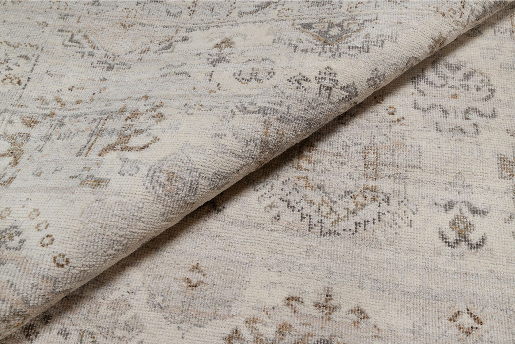 Kashvi Vintage Inspired Super-Fine Indian Wool Rug - Ivory, Dove and Nutmeg