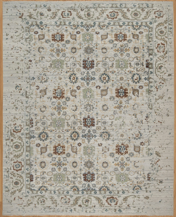 Ira Vintage Inspired Super-Fine Indian Wool Rug - Sand, Basil, Ochre, Blueberry, Nutmeg and Rust