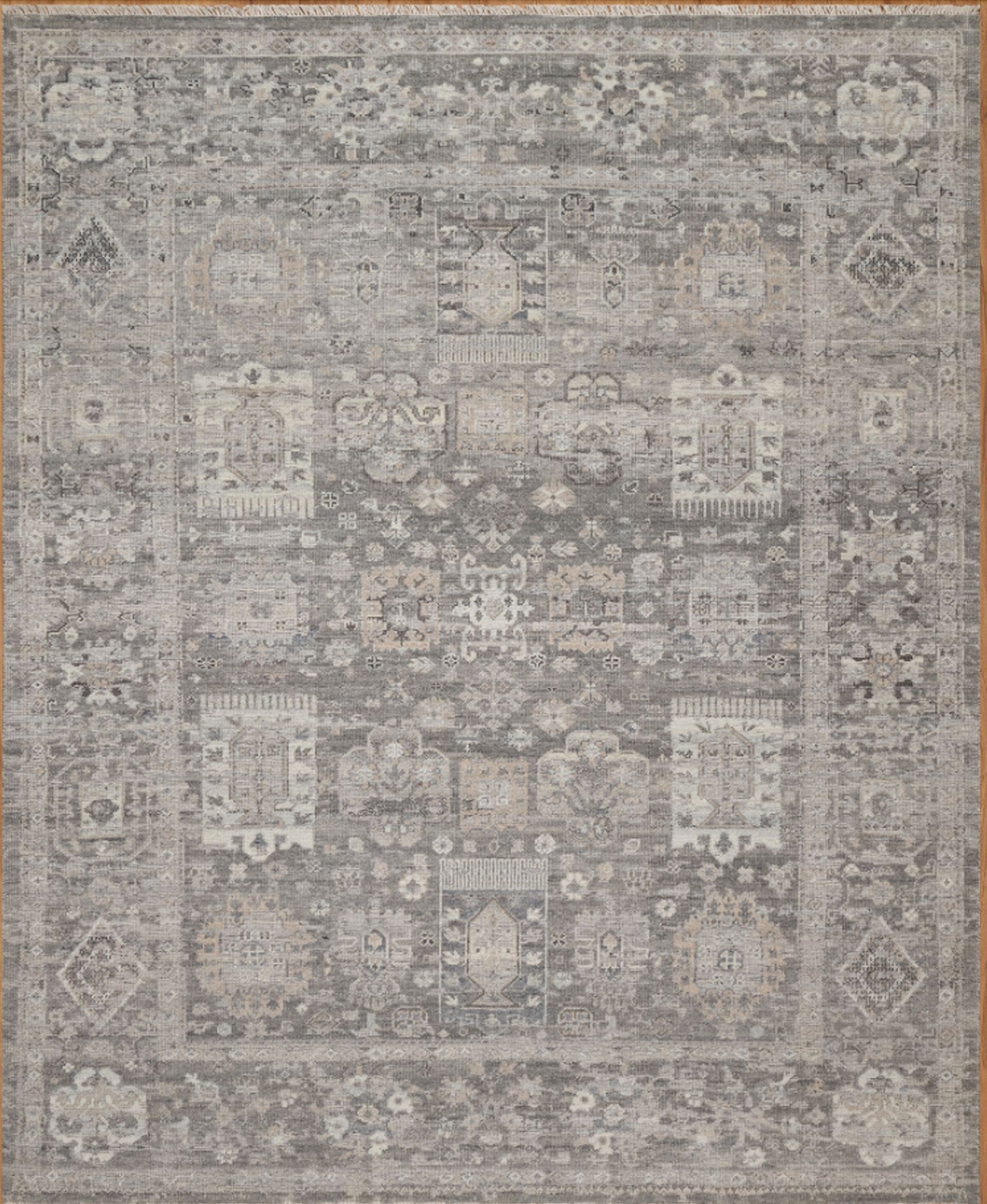 Mira Vintage Inspired Super-Fine Indian Wool Rug - Dove, Stone and Gra ...