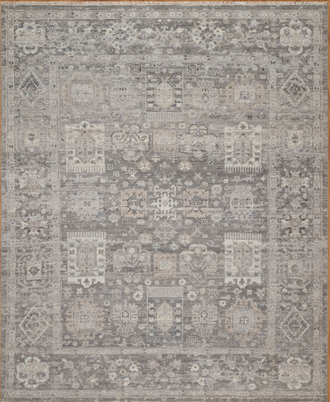 Mira Vintage Inspired Super-Fine Indian Wool Rug - Dove, Stone and Gra ...