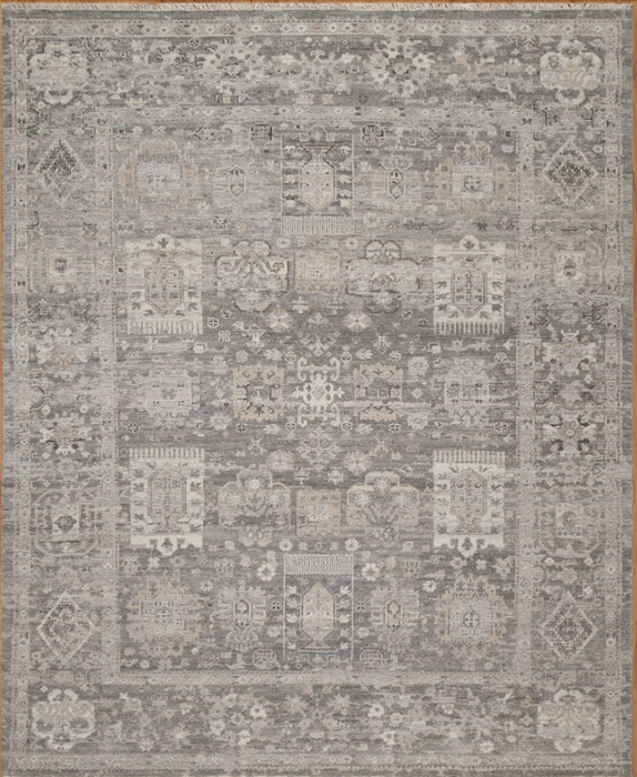 Mira Vintage Inspired Super-Fine Indian Wool Rug - Dove, Stone and Graphite