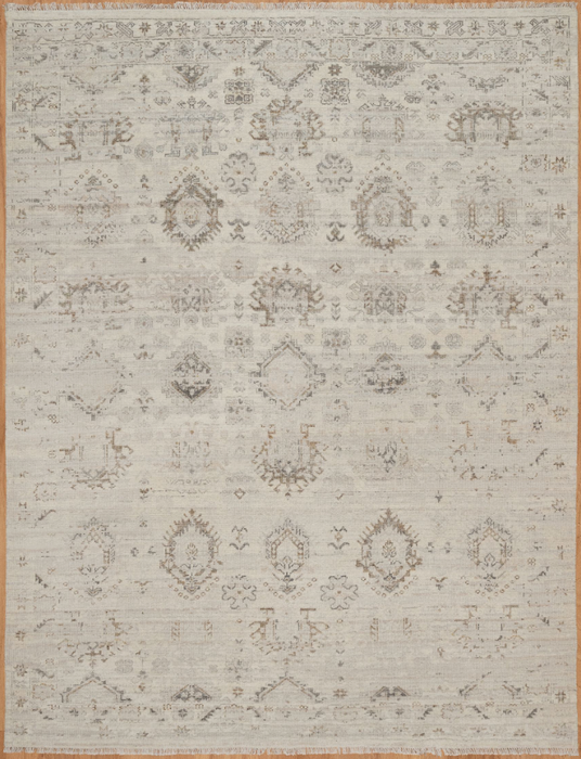 Kashvi Vintage Inspired Super-Fine Indian Wool Rug - Ivory, Dove and Nutmeg