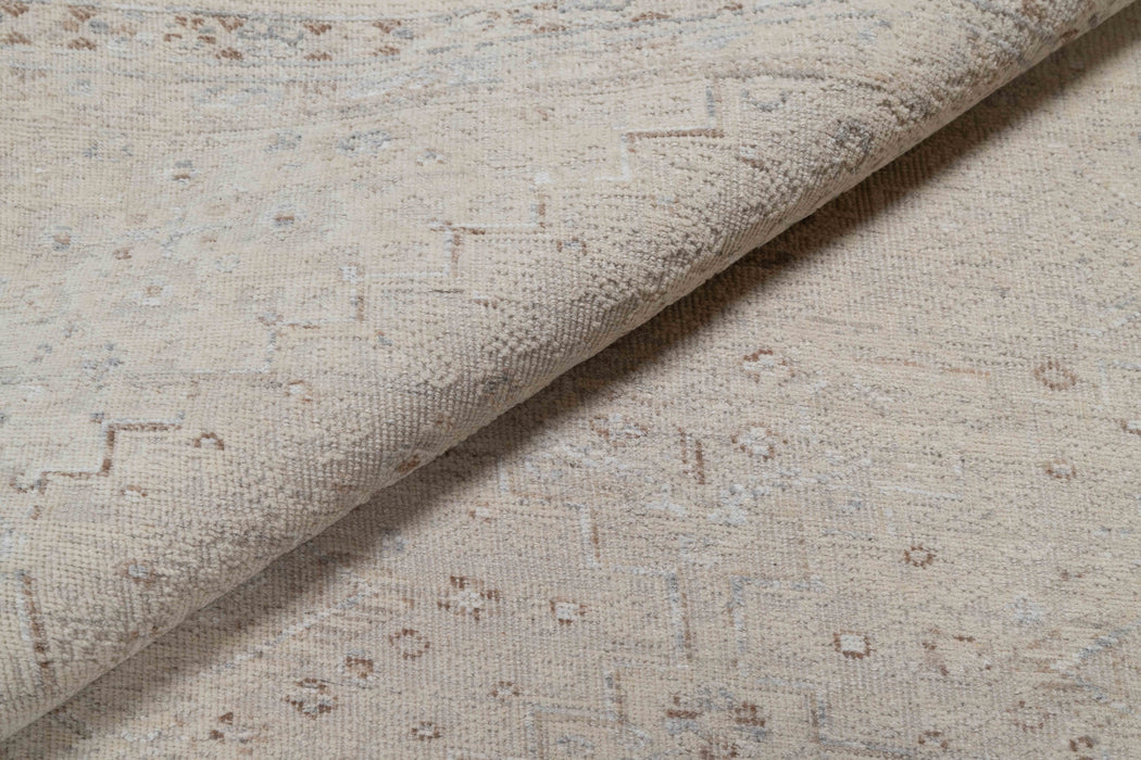 Roshanee Vintage Inspired Super-Fine Indian Wool Rug - Ivory, Dove and Nutmeg